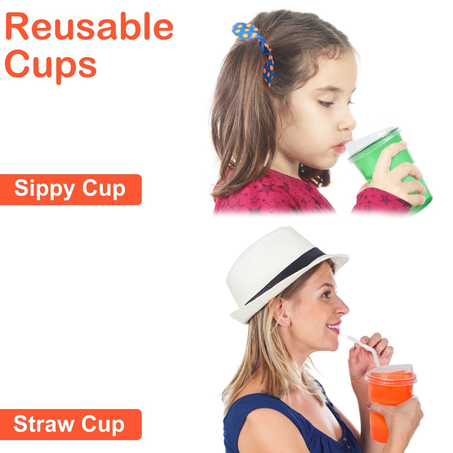 L LIKED 40 Pcs 12oz Kids Cups, Spill Proof Party Cups with Lids and Straws