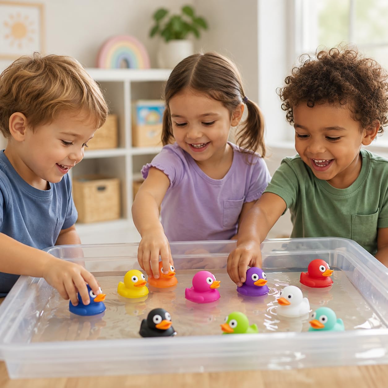 The Dreidel Company 5-Count Rubber Duck Eye Poppers, Squeeze to Quack, Toy Assortment Duckies for Kids, Bath Birthday Gifts Baby Showers Summer Beach