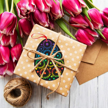 Koogel Easter Egg Scratch Art Set, 36 PCS Rainbow Scratch Art Mini Notes with Colorful Ribbon and Wooden Stick Crafts for Kids Party Favor Easter