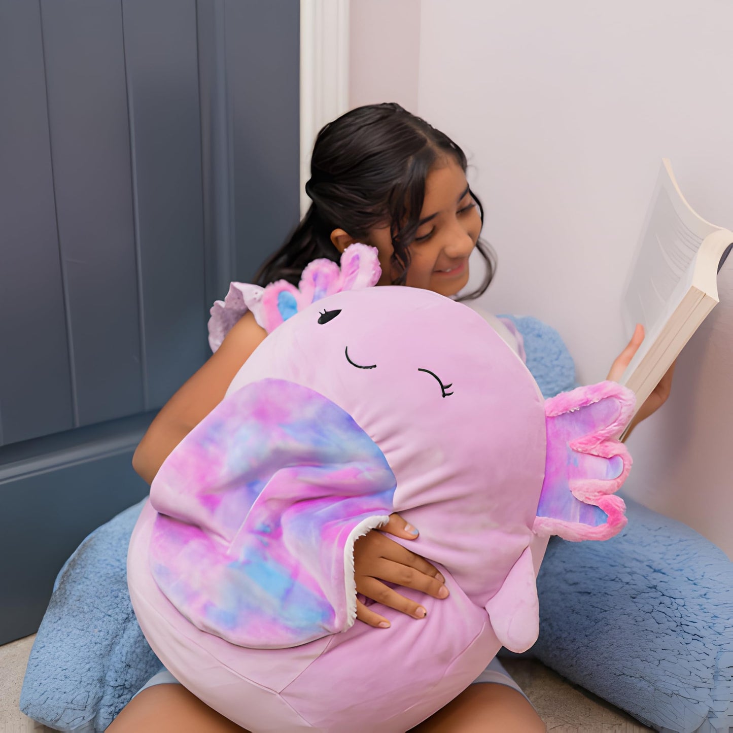Gaao Pockets Axolotl Pocket Plush | 18 Inch Jumbo Plush | Axolotl Pillow | Stuffed Animal | Purple Plush | Gift for Girl and Boy | Birthday Gift |