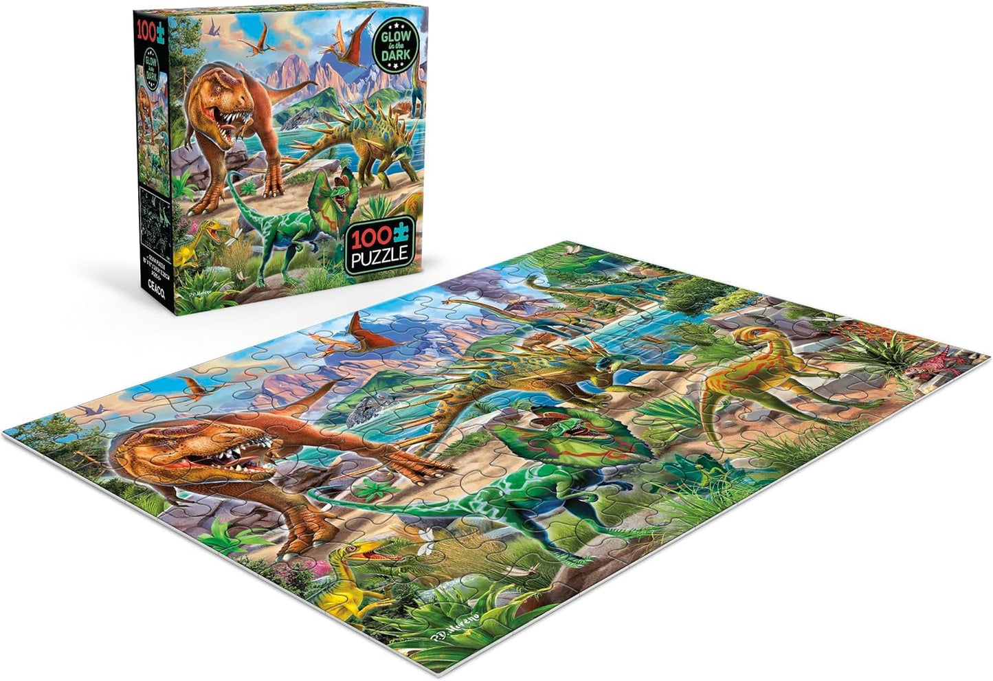 Ceaco - Glow in the Dark Dinoland - 100 Piece Jigsaw Puzzle Ages 6+