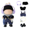 Clothes for Lu bubu 17cm Dolls(No Doll) Accessories, Stylish Kawaii Overalls Outfit Headphones Set 5 Pieces Suitable for 17cm Dolls , Doll Hat Headset