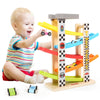 Belleur Montessori Toy for 1-3 Years Old Boys and Girls, Kid Race Track Car for Toddlers with 5 Mini Cars & 5 Ramps, Wooden Montessori Car Ramp Toy