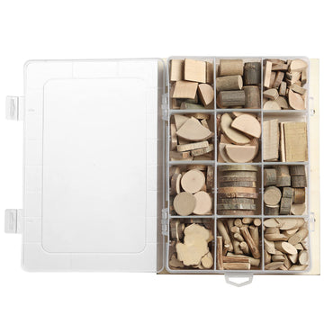LAZACA Wood Craft Kits DIY for Kids Ages 5-10 Wooden Art Paint Bulk Crafts Garden Playset Loose Parts Play Materials 250 Pcs/19.5X13X3.5cm