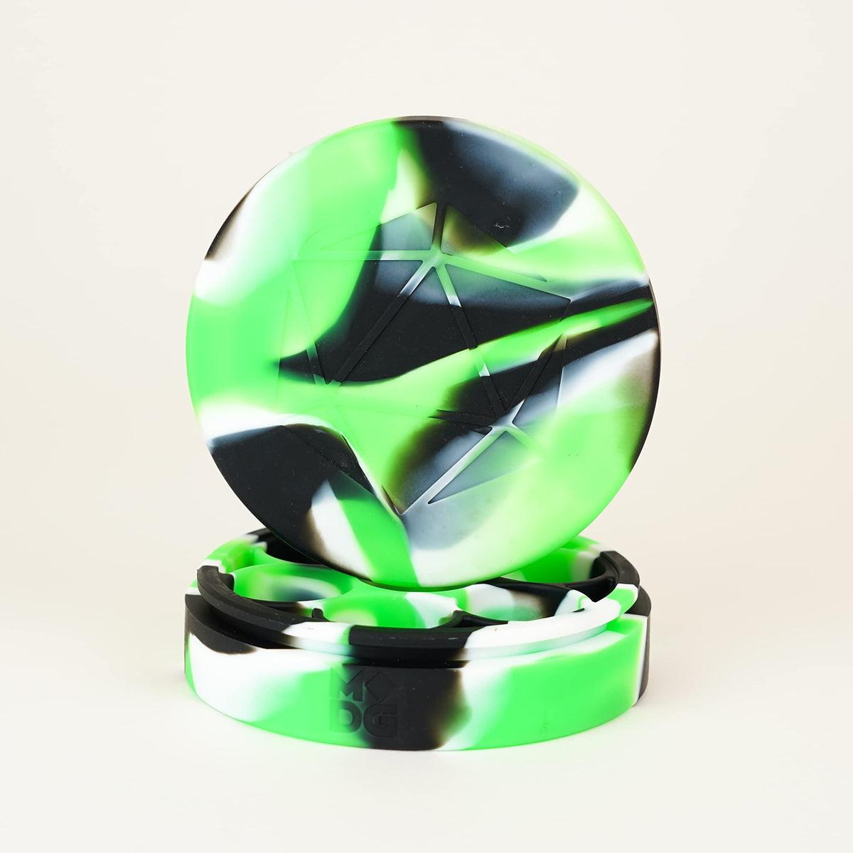 FanRoll Silicone Round Dice Case: Green/Black/White, Role Playing Game Dice Accessories for Dungeons and Dragons
