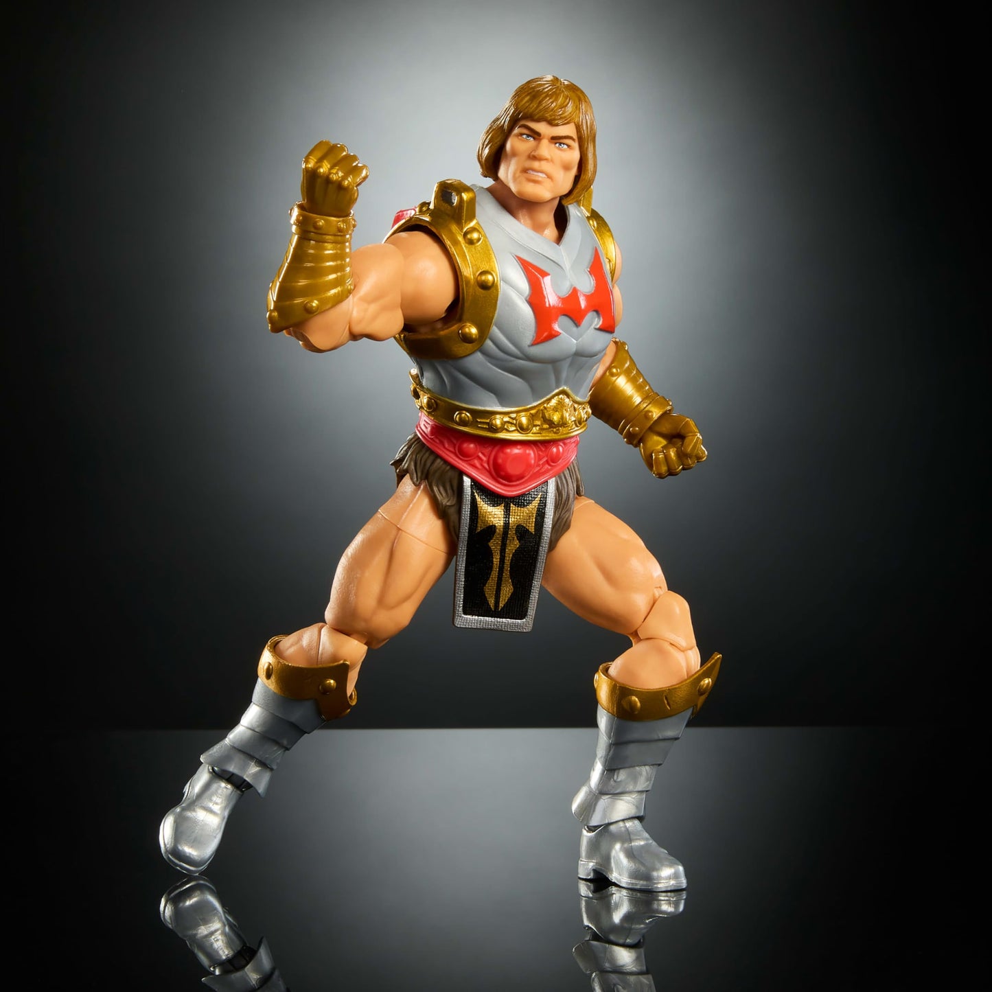Masters of The Universe Masterverse 7-Inch Action Figure, New Eternia Flying Fists He-Man Motu Toy, Spinning Weapon & Shield, 30 Articulations