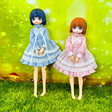 niannyyhouse Doll Lace Dress, Compatible with Blythe, OB24, OB22, Ball Jointed Dolls, Dress Up Accessories (Blue)