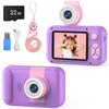 PURULU Kids Camera with 180° Flip-up Lens for Selfie & Video, HD Digital Video Cameras for Toddler with 32GB SD Card, Ideal for 3-8 Years Old Girls