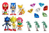 Classic Sonic 15-Piece Figure Play Set - Friends, Palm Trees, Sonic Gems
