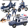 Liberty Imports 8 PCS Police Rescue Patrol Toy Vehicles and Figures Playset - Helicopter, SWAT Truck, Motorcycle, Action Figures, K-9, Weapons,