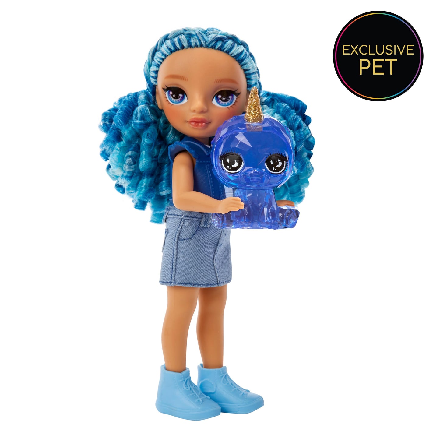 Rainbow High Littles - Sapphire Bradshaw, Blue 5.5" Posable Small Doll with Purse, Magical Pet Yeti, Girls Toy Gift, Kids Ages 4-12 Years