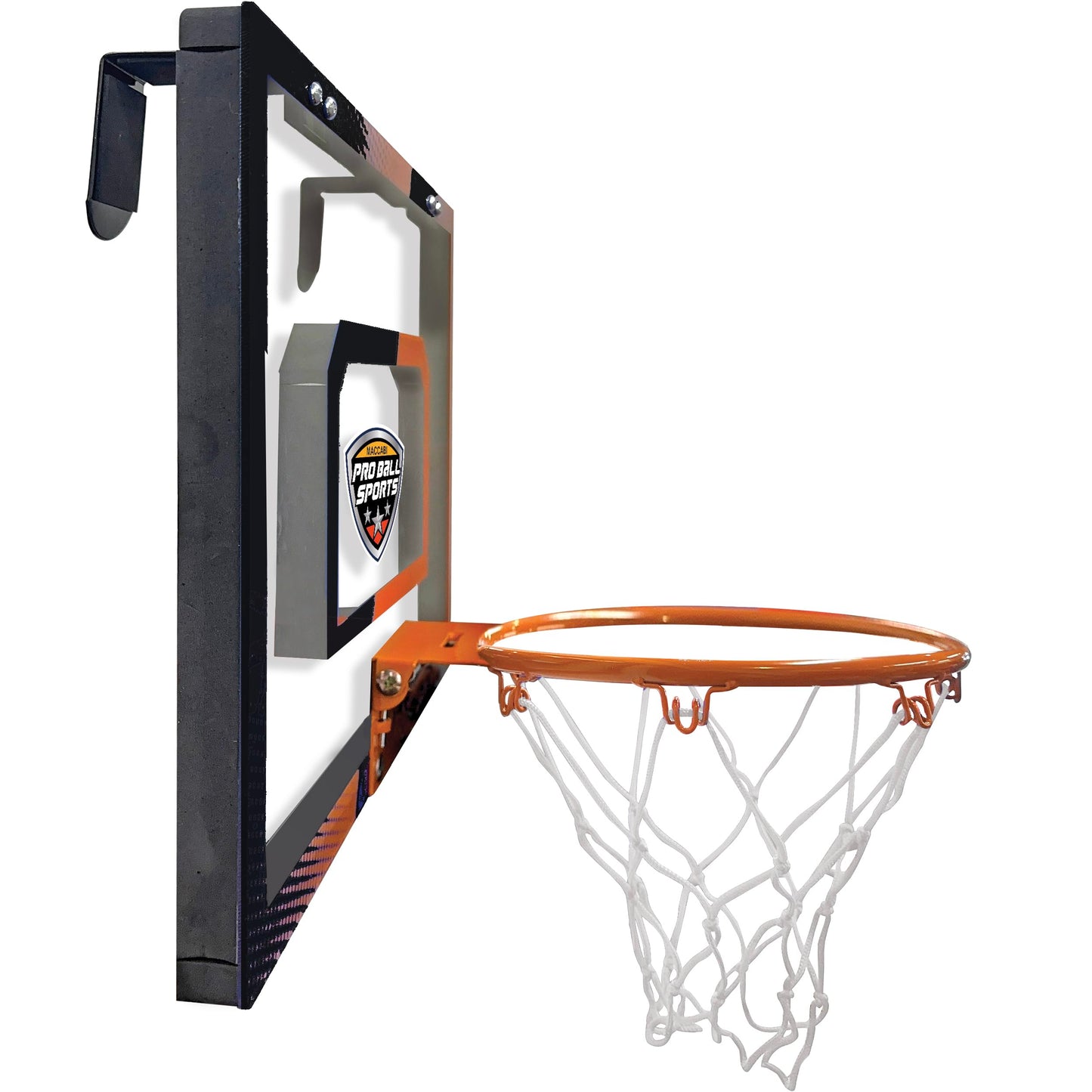 Maccabi Art - Over-The-Door Basketball Set - Clear Backboard, Easy Installation, and All-Inclusive Kit
