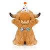 YZXZM Happy Birthday Highland Cow Plush, Birthday Stuffed Animal, Soft Plushie Cute Cow Plush Pillow Gifts for Boys & Girls (9.8 Inch)