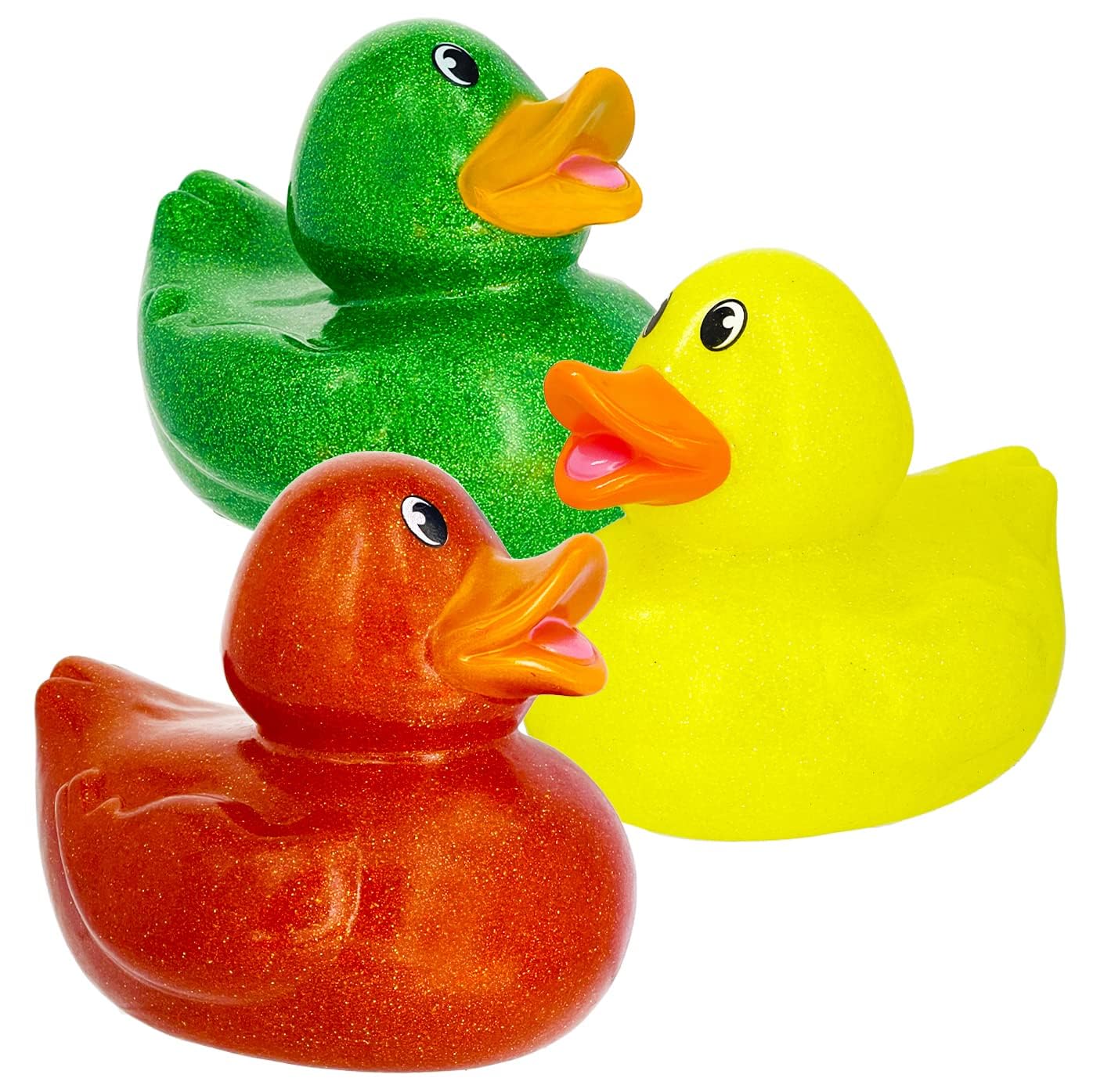 The Dreidel Company Giant Glitter Rubber Duck Toy with Sound Assortment Duckies for Kids, Bath Birthday Gifts Baby Showers Summer Beach and Pool