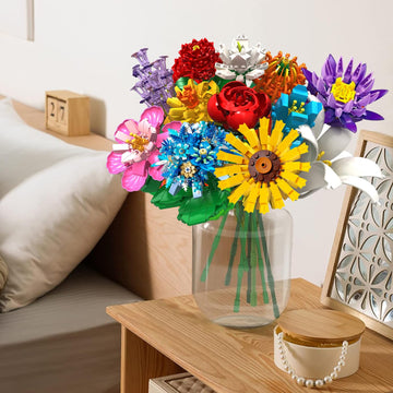 Flowers Bouquet Building Set 980 PCS - 12 Kinds of Flowers Botanical Collection and Decorative Home for Mother's Day, Birthdays, Valentine's Day Gifts