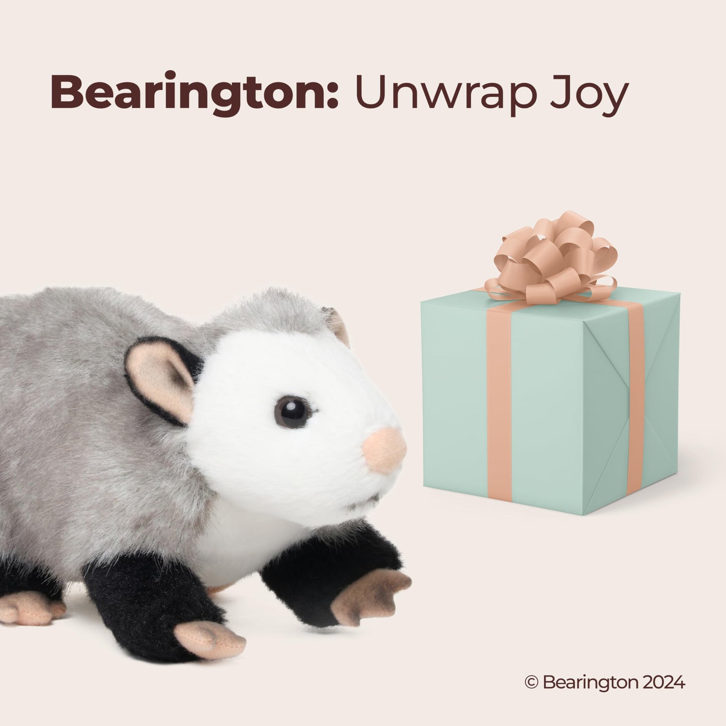 Bearington Harry Possum Plush Toy - 9" Realistic Opossum Stuffed Animal with Soft Fur and Lifelike Details - Adorable and Cuddly Opossum Plushies Gift