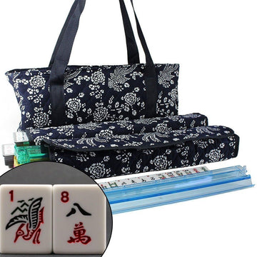 usamjtable American Mahjong Set 166 Tiles 4 All in One Pusher Rack Combo (Phoenix Blue)