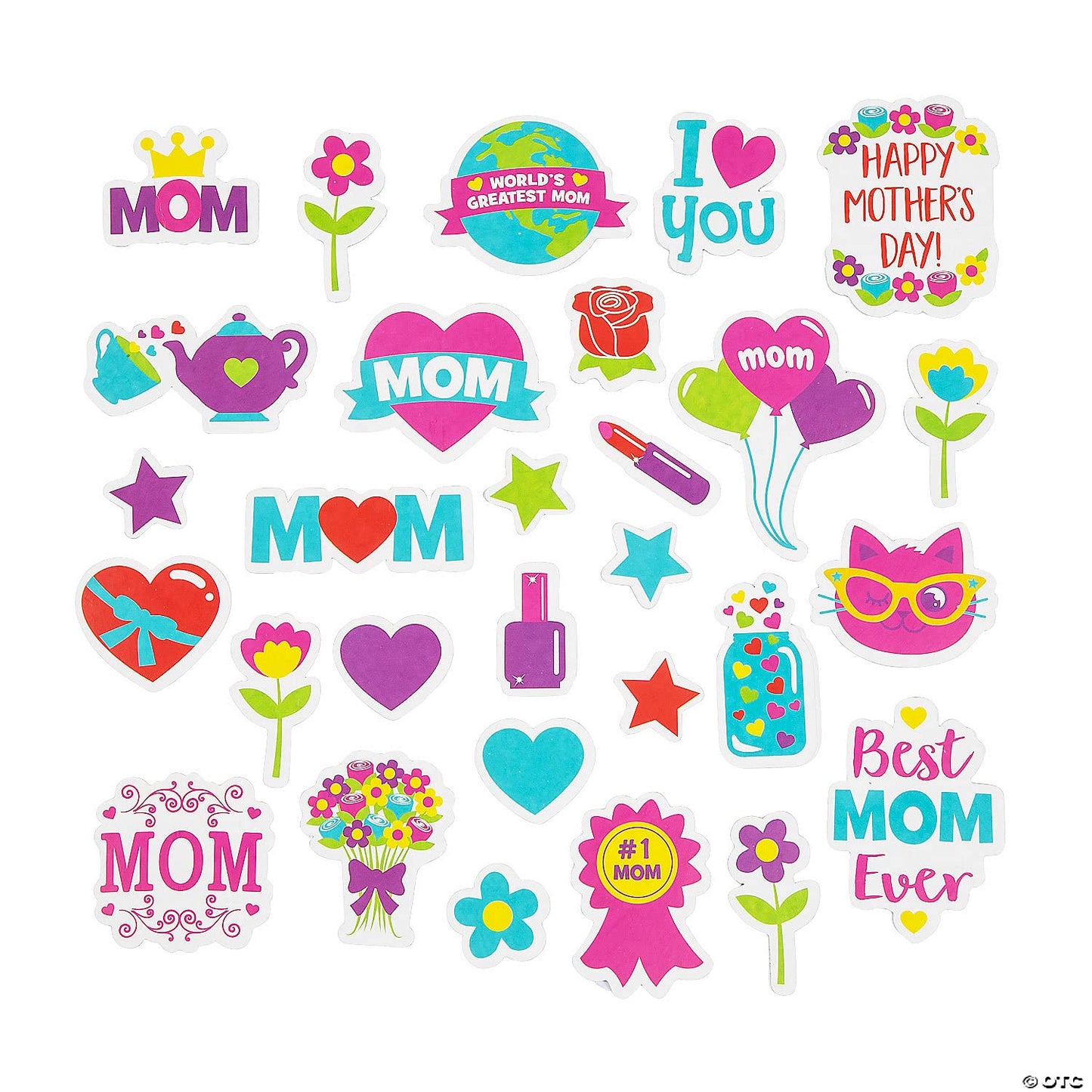 Fun Express Heart Stickers and Foam Shapes for Kids - Bulk 300 Pack Cute Stickers for Scrapbooking & Craft Supplies | Mothers Day Spring Crafts