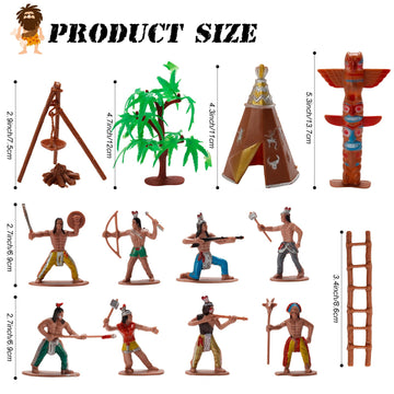 X Hot Popcorn 23 Pcs Indians Figurines, Resin American Indians Figurines