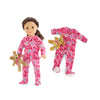 18 Inch Doll Pajamas Set Pink Heart Onesie PJ Outfit - Emily Rose Doll Sleeping Outfit with Teddy Bear Companion - Doll NOT Included - Fits American