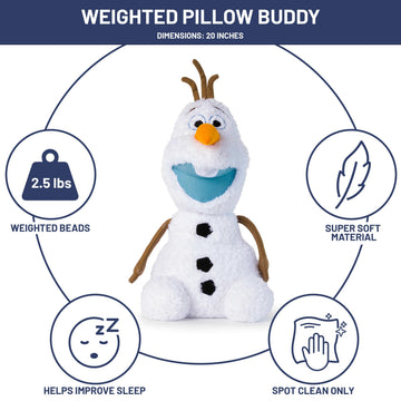 Jay Franco Weighted Disney Plush Pillow Buddy - 2.5 lbs Soft Plushie Stuffed Pillow, 20 Inches, White - Olaf