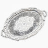 Dollhouse Miniature Silver Oval Serving Platter with Two Handles - Empty