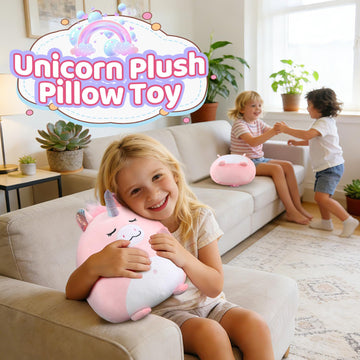 Marsjoy 12" Pink Unicorn Plush Pillow Toy Squishy Stuffed Animal Plushie Pillow Cute Unicorn Huggable Toy Kawaii Soft Cushion for Girl Kid Children's