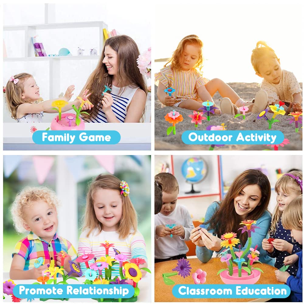 BEMITON Flower Building Toy Set for Girls, Best Birthday Gifts for 3 4 5 6 7 Year Old Kids, Arts and Crafts Kit for Toddlers, STEM Activities