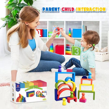 BOZE SUPOD Wooden Toys, Montessori Toys for Kids 3 4 5 6+Years Old Boys Girls Rainbow Stacking Blocks Set Preschool Activites Educational Toy Gifts