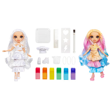 Rainbow High Watercolor & Create Fashion DIY Doll with Washable Watercolors + Tie-Dye Kit, Brown Eyes, Curled Hair, Bonus Top & Shoes. Color, Create