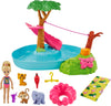 Barbie and Chelsea The Lost Birthday Splashtastic Pool Surprise Playset with Chelsea Doll (6-in), 3 Baby Animals, Slide, Zipline & Accessories, Gift