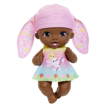 My Garden Baby Brush & Smile Little Bunny Baby Doll (12-in) with 3 Accessories and 2-in-1 Reversible Outfit, Blue Hat, for Kids Ages 2Y+