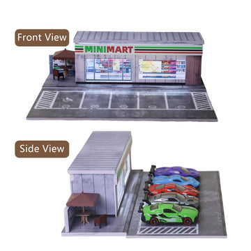 ZAWALUD 1/64 Model Car Display Shop Case for Adults, Premium in-House-Design Scale Diecast Parking Garage for Toy Cars, Toys Car Garage, Scenic