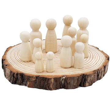60pcs Peg Dolls Decorative Wooden Peg Doll Assorted Sizes Unfinishied Peg People Doll Bodies Wooden Figures for Painting Craft Art Projects Peg Game