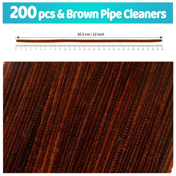 Iooleem 200pcs Brown Pipe Cleaners, Chenille Stems, Pipe Cleaners for Crafts, Flower Making Pipe Cleaner Crafts, Art and Craft Supplies.