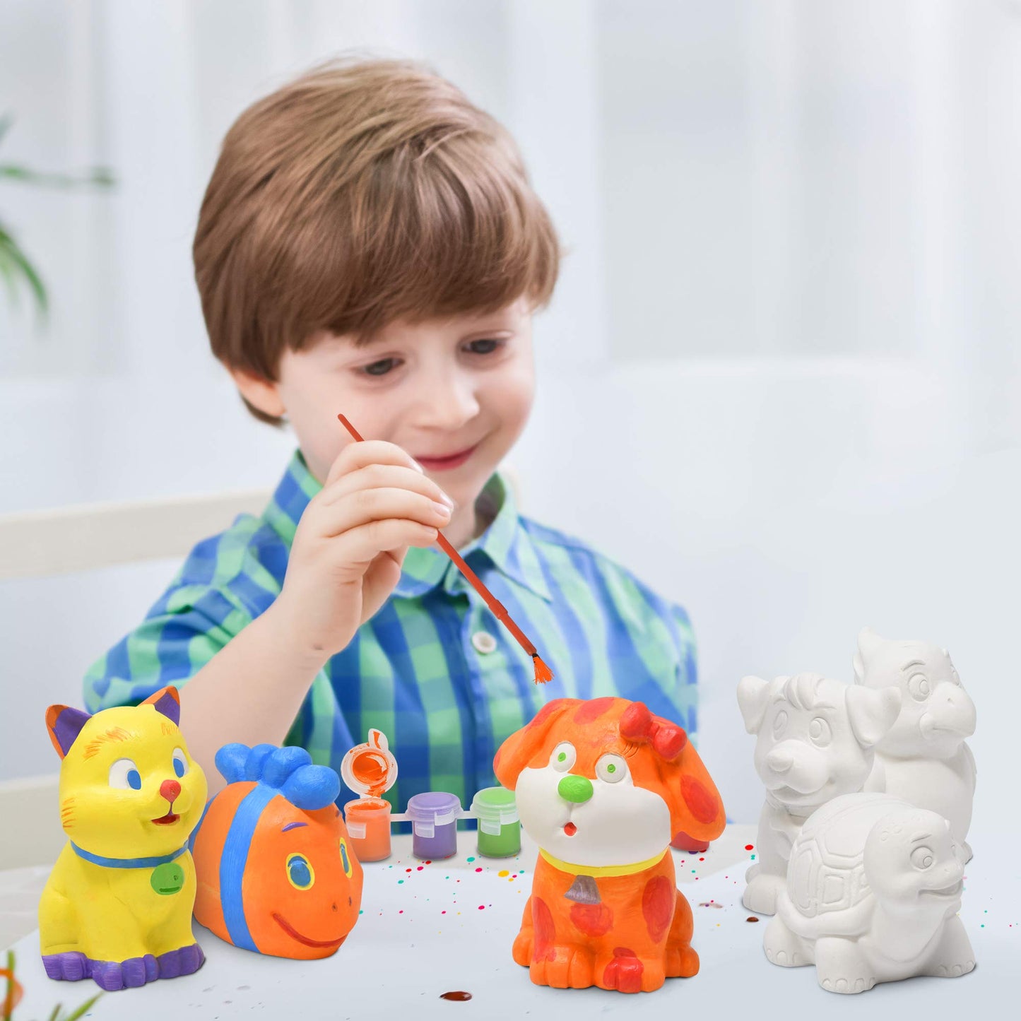 Number 1 in Gadgets Paint Your Own Pet Figurines, Decorate Your Own Painting Set, Includes 6 Pet Figurines, 6 Pots of Paint, Complete Plaster Craft