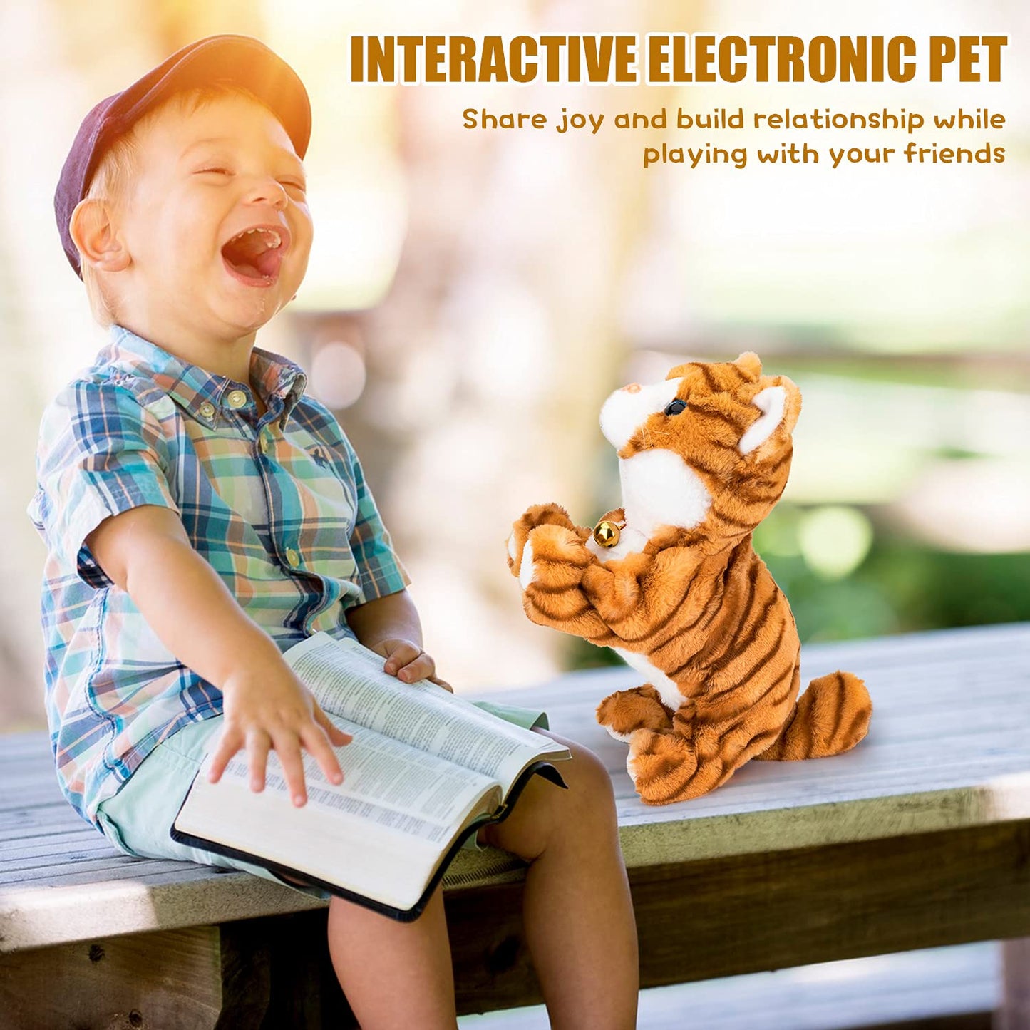 Smalody Interactive Electronic Plush Toy - Upgrade Robot Talking Cat Toys, Animals Sound Control Electronic Pet for Kids, Kitten Toys for Boys & Girls