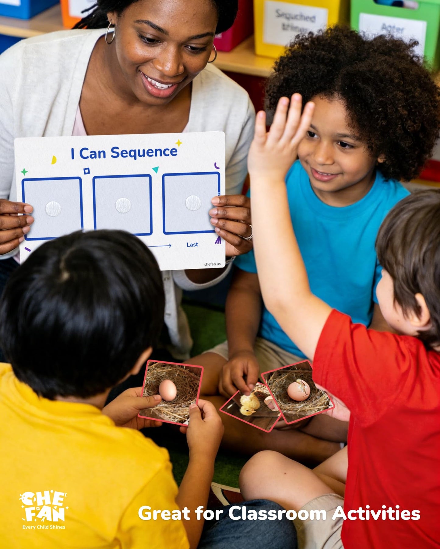 CHEFAN Sequencing Cards for Kids, Speech Therapy Sequence Game with Board, Preschool Kindergarten Storytelling Sentence Building Learning Activities