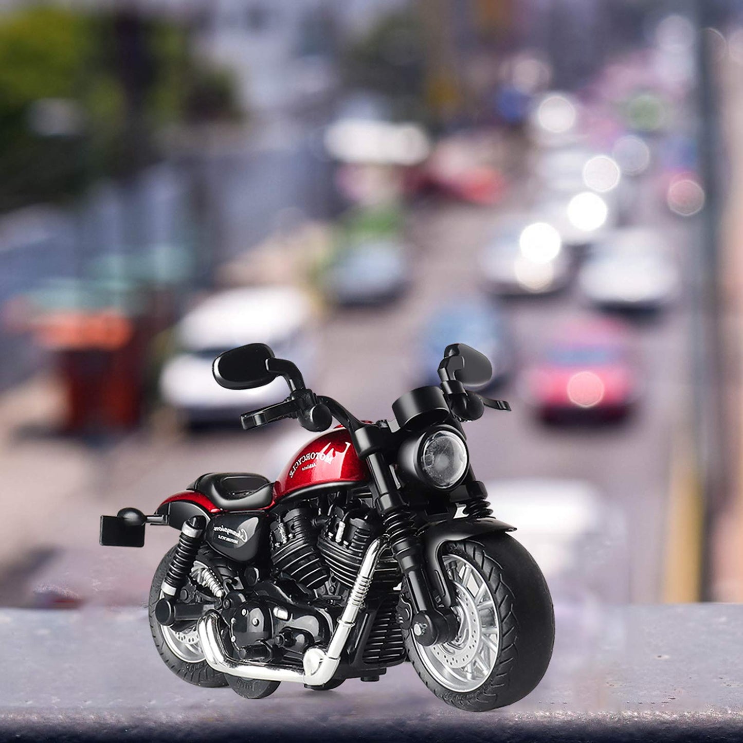 MING YING 66 Mini Toy Motorcycle - Pull Back Toy Cars with Sound and Light Toy,Toy Motorcycles for Toddlers,Motorcycle Toys for Boys Age 3-9 (Black)