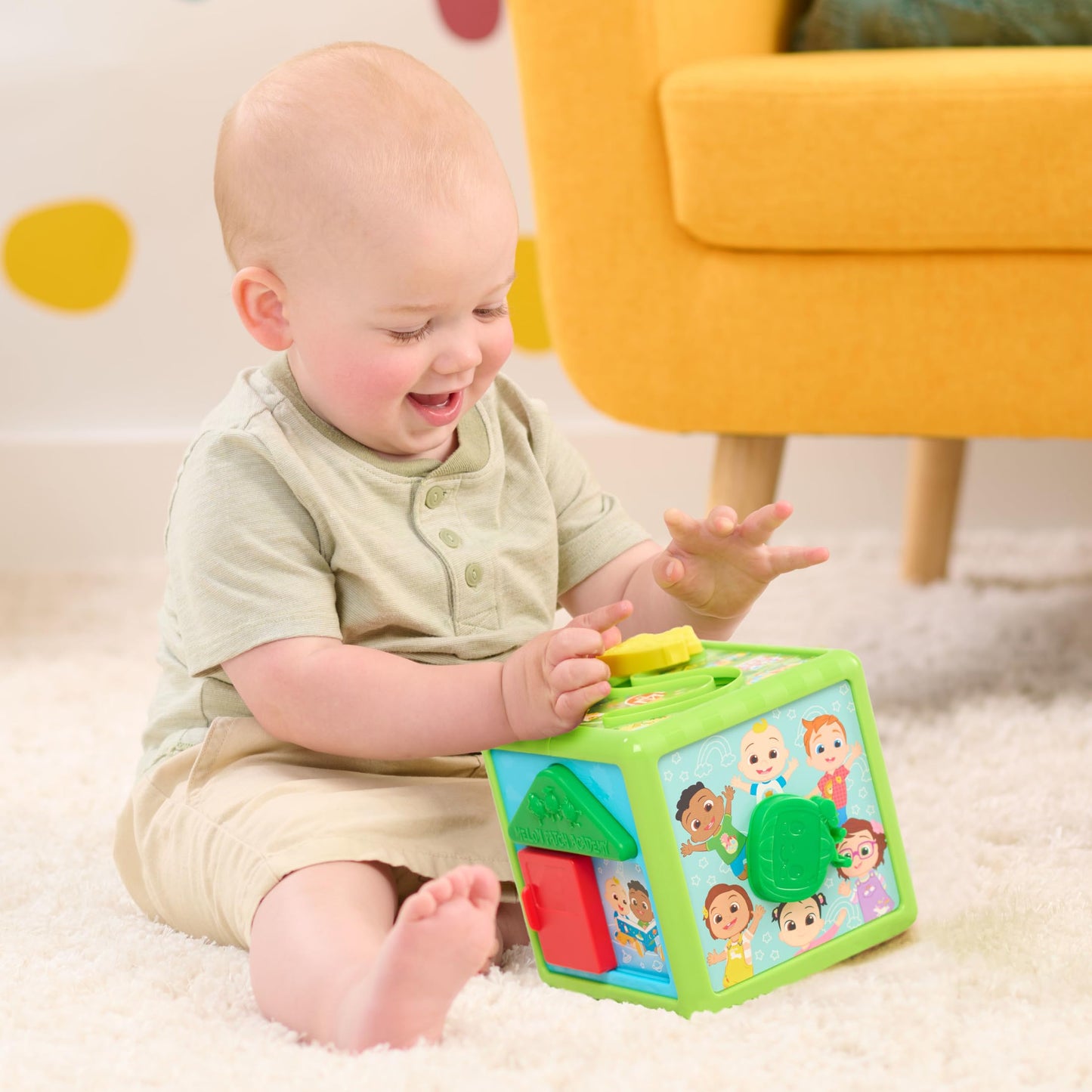 Just Play CoComelon 6-inch Busy Block, Educational and Early Learning Activity Cube, Kids Toys for Ages 06 Month