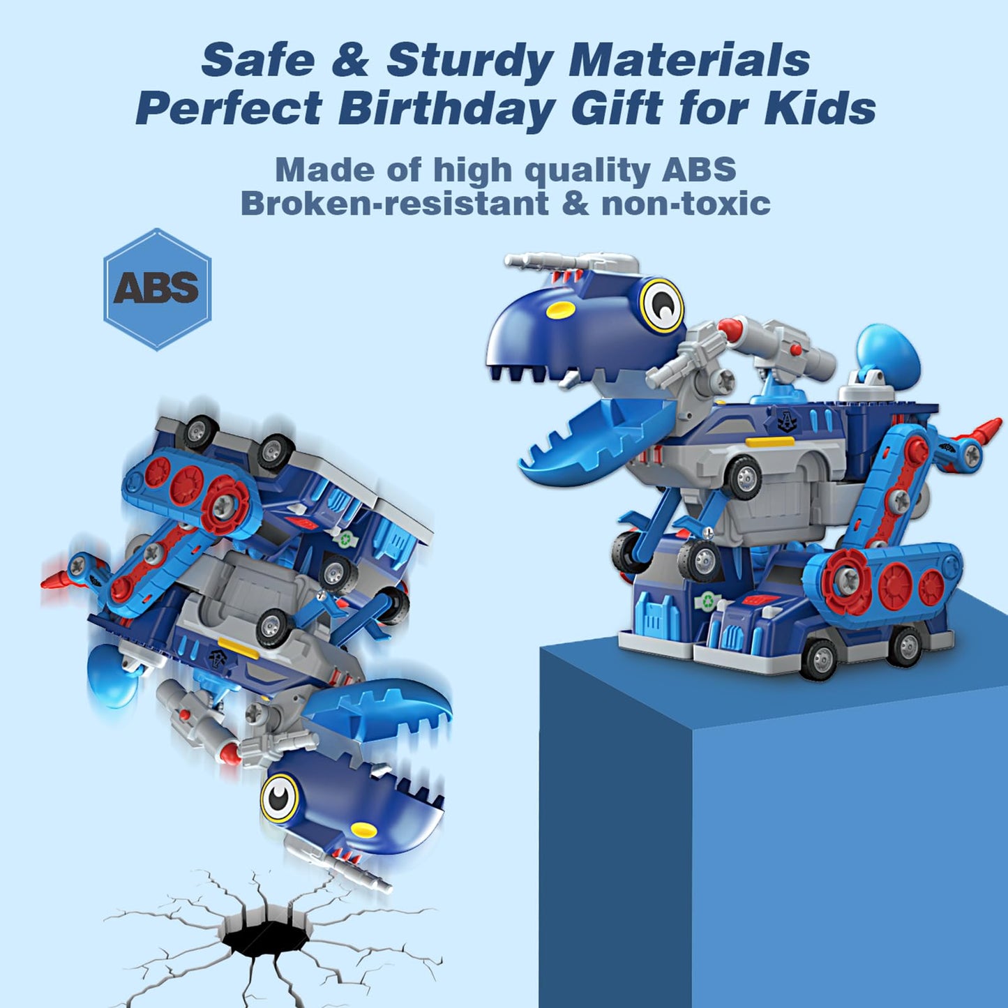 Take Apart Vehicle Magnetic Toy Transform Car Dinosaur Robot Building Tool