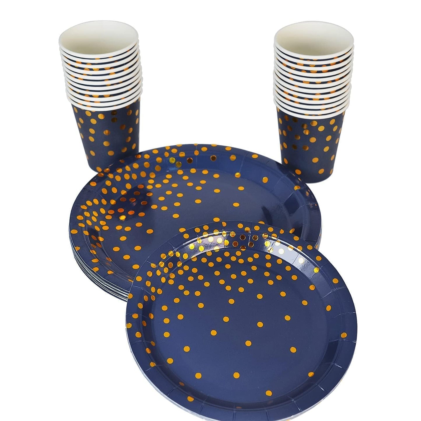 175PCS Blue Plates and Napkins Party Supplies, Blue and Gold Party Decorations Serve 25 Guests - Royal Blue Paper Plates for Birthday 2026 Graduation