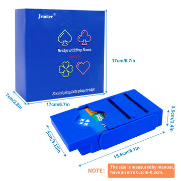 Jranter Bridge Bidding Boxes- Set of 4 Premium Bridge Kit Bidding Device in Tournment Texas Holdem, Blue Paper Cards