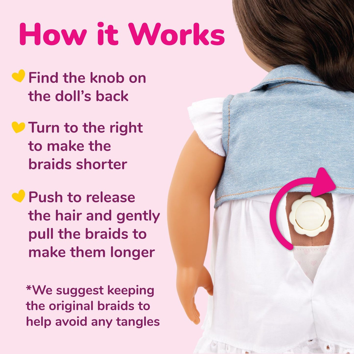 Our Generation - 18-inch Hair Grow Doll - Lifelike Brown Eyes & Ultra-Long Rainbow Hair - Extendable Braid & Styling Accessories - Pretend Play