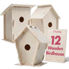 Podzly Kids Wooden Birdhouse Craft Kit 12 Pack - DIY Bird House Kits for Kids Ages 3+ - Personalize, Build & Paint Your Own Birdhouse - 3 Designs