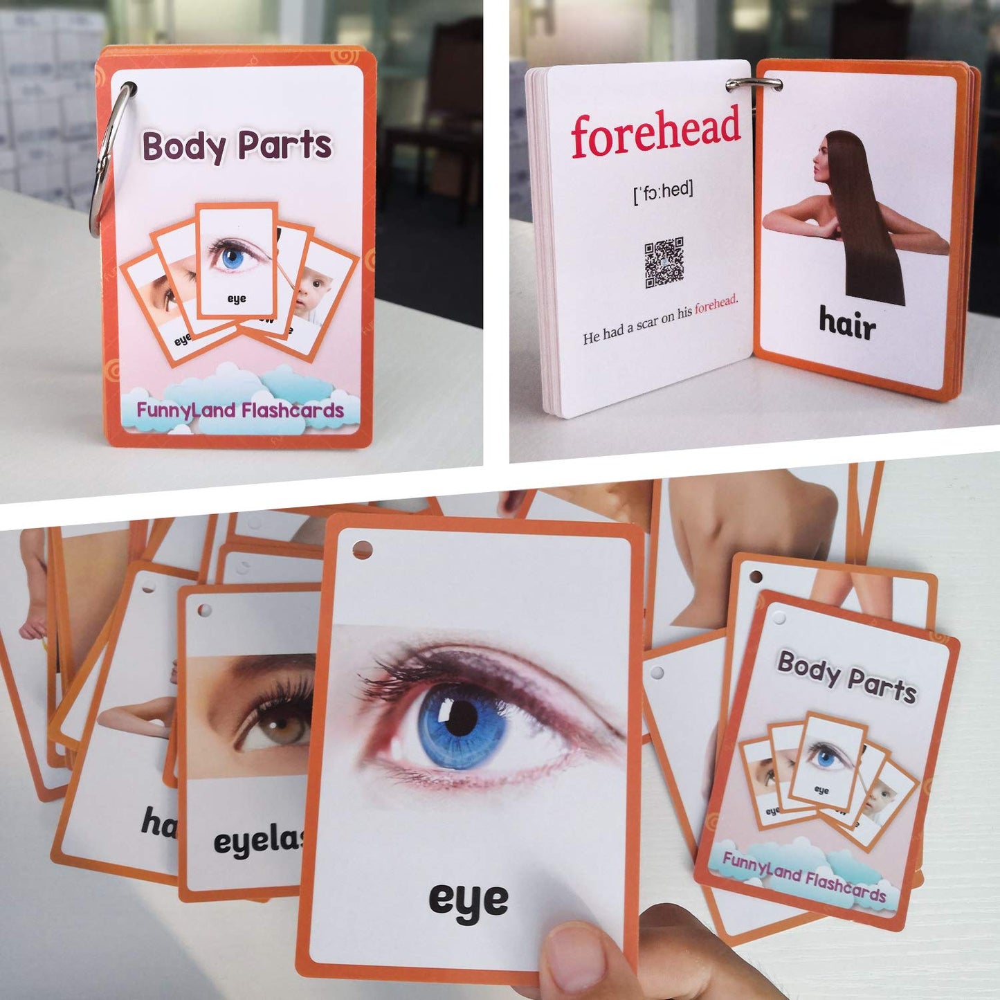 34PCS/Set Body Parts Kids Gifts English Flash Cards Pocket Card Educational Learning Baby Toys for Children Pre-Kindergarten