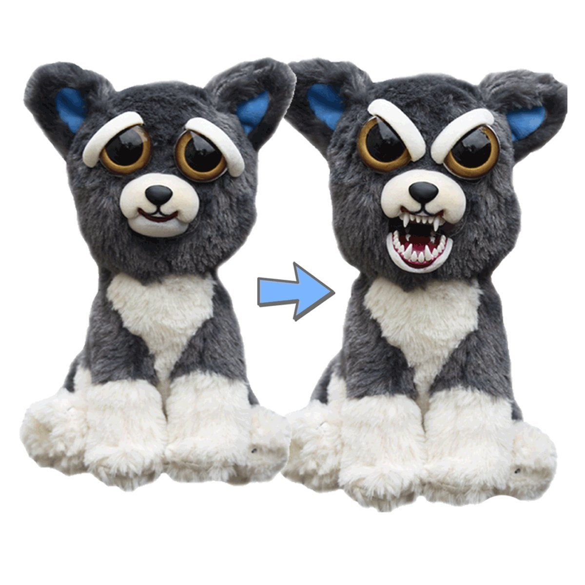 Feisty Pets: Sammy Suckerpunch Adorable 8.5" Plush Stuffed Dog That Turns Feisty With A Squeeze
