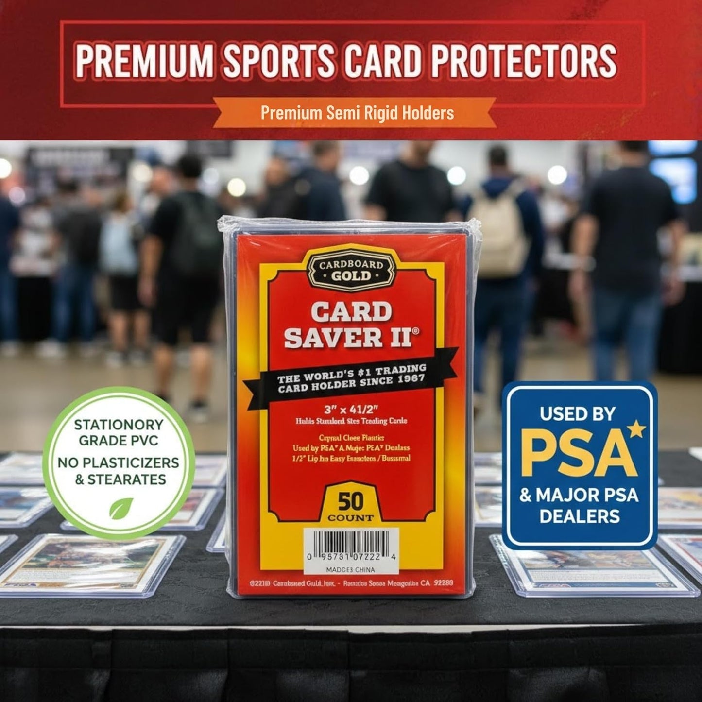 Cardboard Gold Card Saver 2 - Semi-Rigid Card Holder 3x4 for Trading Cards - PSA & Collector Approved - Secure Fit for Gaming, Baseball & Sports Cards