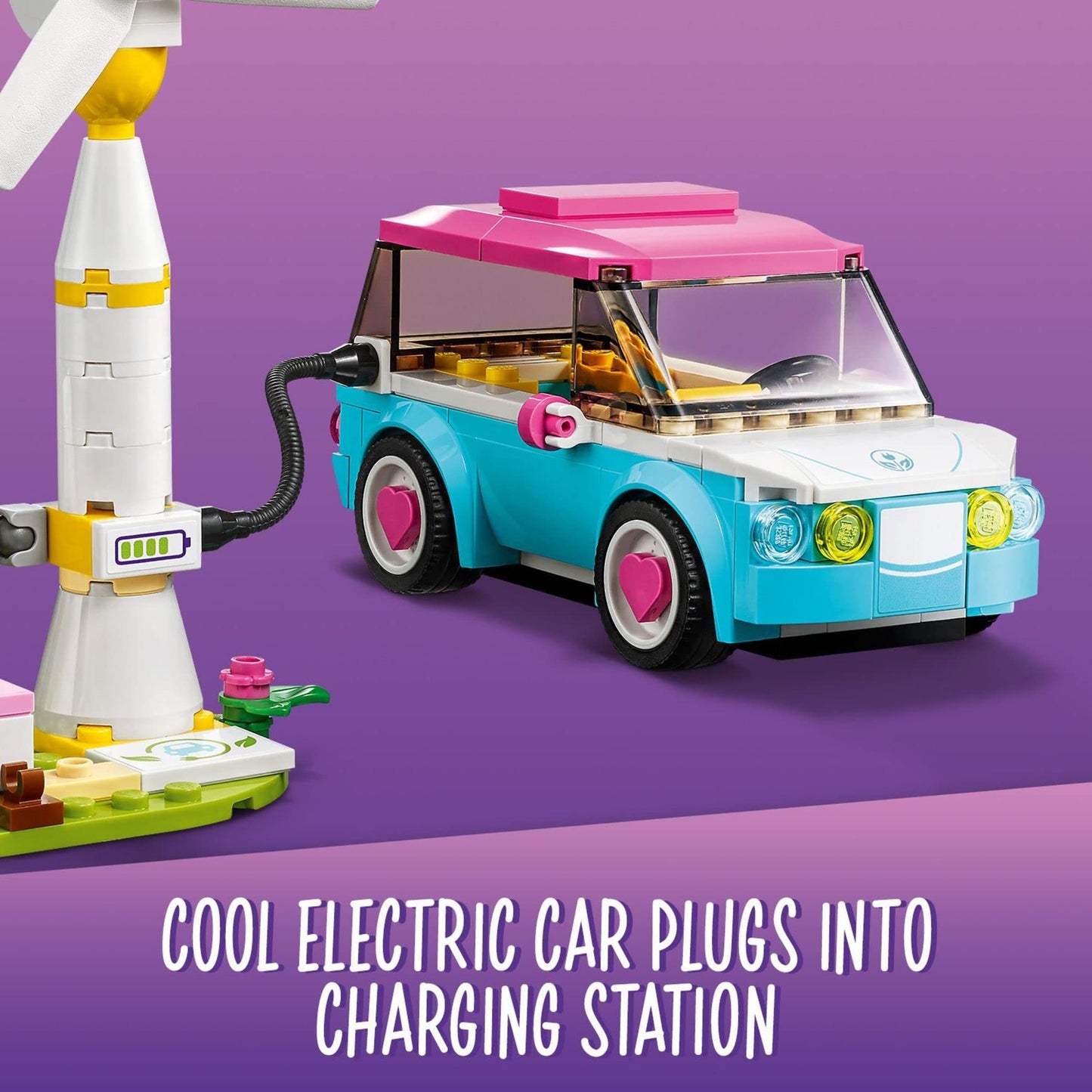 LEGO Friends Olivia's Electric Car Toy 41443 Vehicle for Girls, Boys and Kids 6 Plus Years Old, with Mia Mini-Doll & Puppy Figure Eco Education