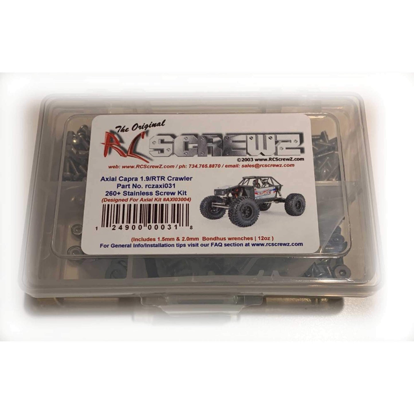RC Screwz Stainless Steel Screw Kit axi031 Compatible with Axial Capra 1.9/RTR (#AXI03004)